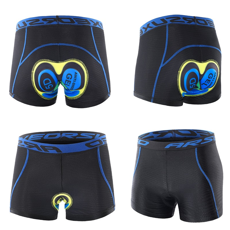 Cycling Underwear Upgrade 3D Gel Pad Cycling Shorts in yellow and red, designed for comfort and performance during mountain biking.